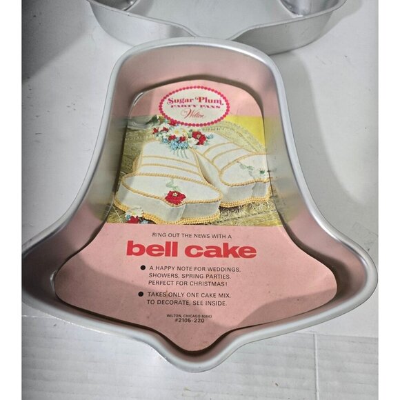 Wilton‎ Sugar Plum Fairy Bell Cake Pan 1971 Christmas, Wedding Aluminum set of 2 - Picture 2 of 8